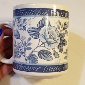 Vintage Warner Faithful Friends Mug blue white Mug